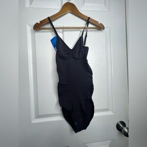 NWT Sensil Women's Medium Large Black Nylon One Piece Bodysuit Body Shaper M/L